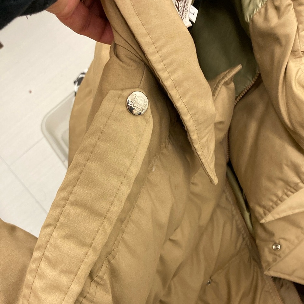 1st Down Y2K Puffer Down Coat Tan Long Middie Length Belted Khaki Trench EUC! - Picture 9 of 17